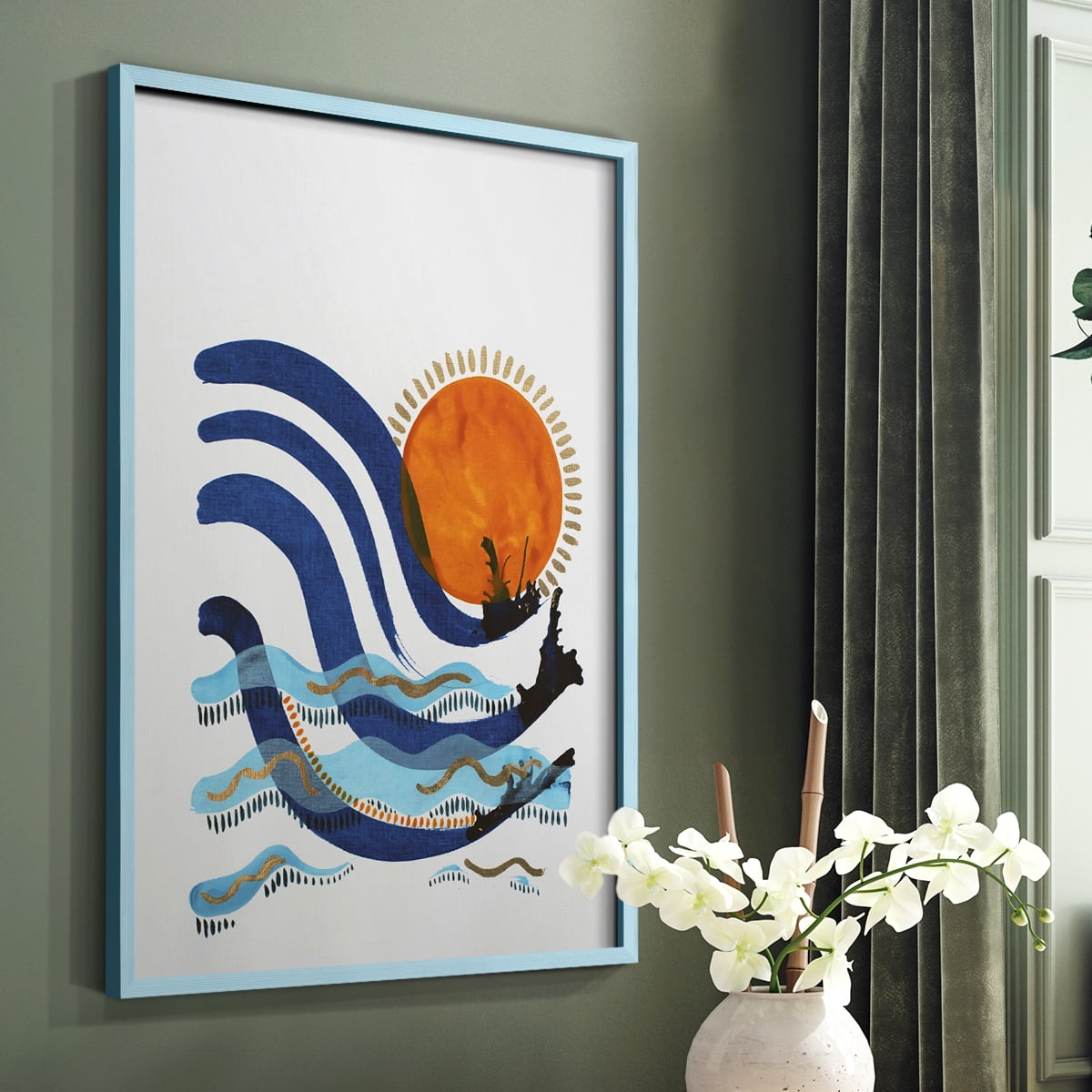 What a Way to Spend the Day Framed Print in Blue Solid Wood 8 x 10 Framed Print
