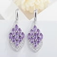 thumbnail image 4 of Amethyst Purple CZ Big Long Drop Flower Leaf Love Heart Earrings for Brides Gift, 4 of 8