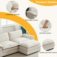 thumbnail image 3 of UBesGoo Convertible Sectional Sofa with Chaise L Shaped Couch with Ottoman Reversible 2-Seat Sofa Sectional Couch Sets for Apartment Teddy White, 3 of 12