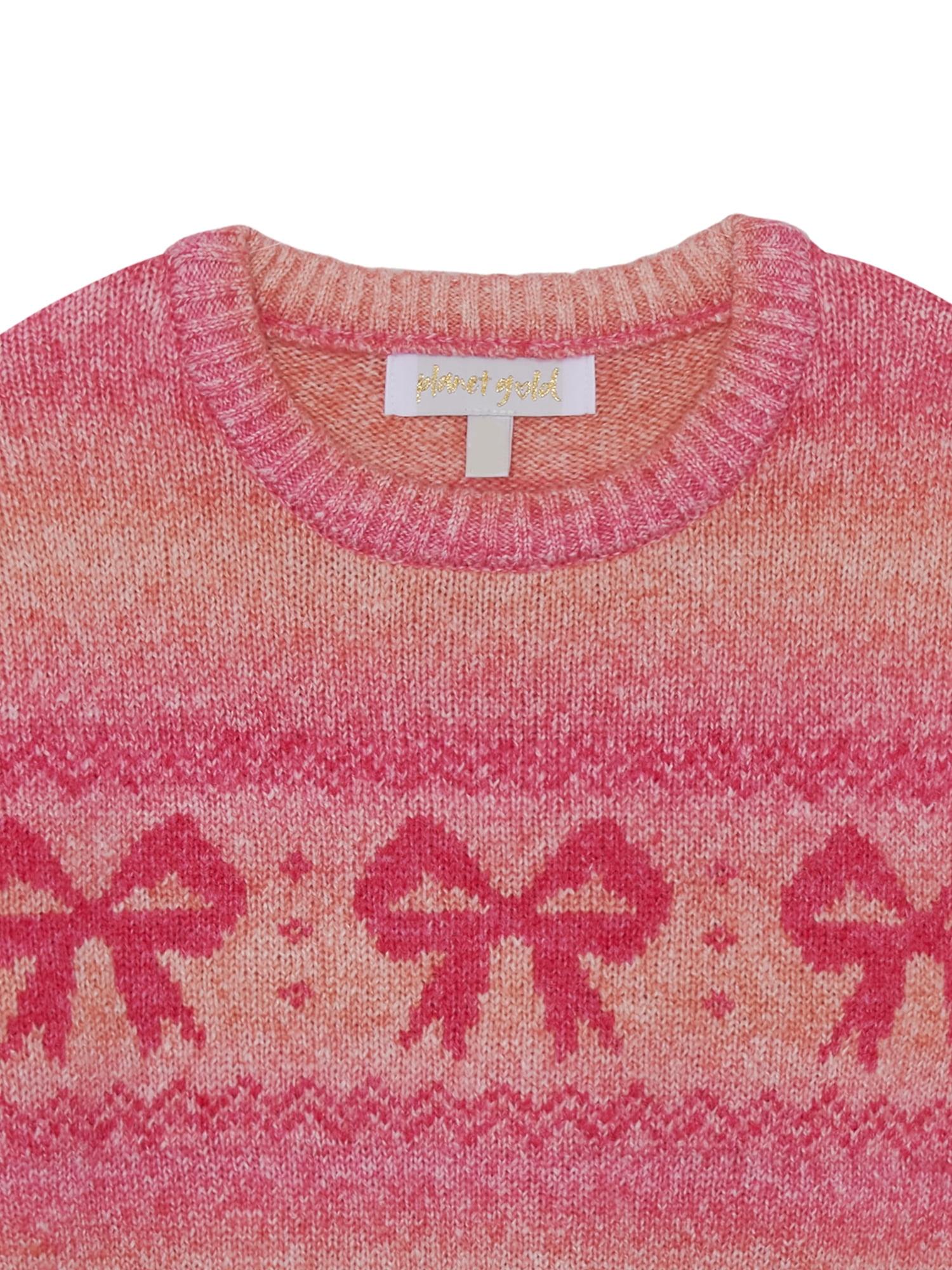 Planet Gold Girls Bow Print Ombre Sweater, Sizes 12M-18
