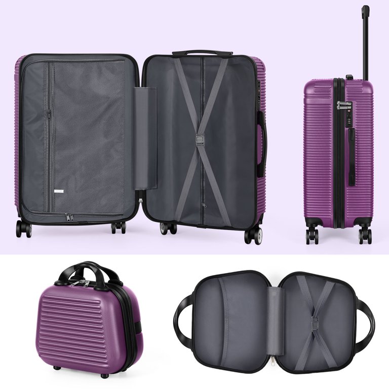 Horizontal Stripe Luggage 5-Piece Set - Purple Suitcases - Walmart.com