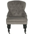 thumbnail image 2 of SAFAVIEH Falcon Traditional Tufted Arm Chair w/ Casters, Mushroom Taupe, 2 of 6