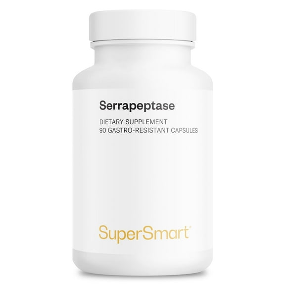 SuperSmart - Serrapeptase 120000 IU (Serratia Peptidase) - Proteolytic Enzymes Supplement - ENT Inflammation Support | Non-GMO & Gluten Free - 90 DR Capsules
