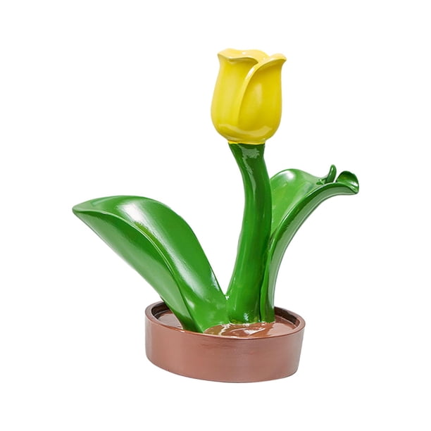 Soporte para botellas de vino de resina, soporte decorativo para mostrador, mueble o sala de estar. Tulipán amarillo