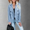 thumbnail image 2 of CEHVOM Mode Femmes Décontracté Bouton Manches Longues Décontracté à Carreaux Manteau Blazer Blouse Liquidation, 2 of 6