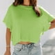 thumbnail image 2 of Top de punto de manga corta con cuello redondo para mujer, suéter elegante de manga con volantes de Color liso, blusa para citas, 2 of 5