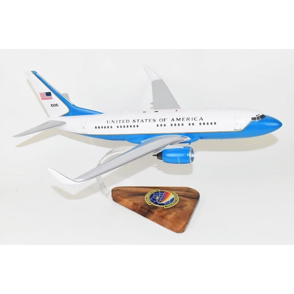 65th Airlift Squadron C-40 Clipper Model, 1/74th  (18") Scale, Mahogany