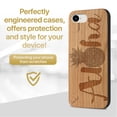 thumbnail image 2 of Case Yard Wooden Case Outside Soft TPU Silicone, Slim Fit Shockproof Wood Protective Phone Cover for Girls Boys Men and Women, Supports Wireless Charging Aloha Pineapple Design case for iPhone-SE, 2 of 7
