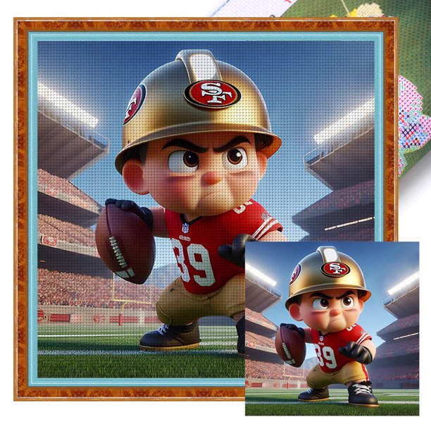 Hilo Algodón Ecológico Bordado Kit Punto Cruz 49ers Impreso 11CT 40x40cm