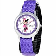 Disney Kids Minnie Mouse Purple Velcro Band Time Teacher Watch
