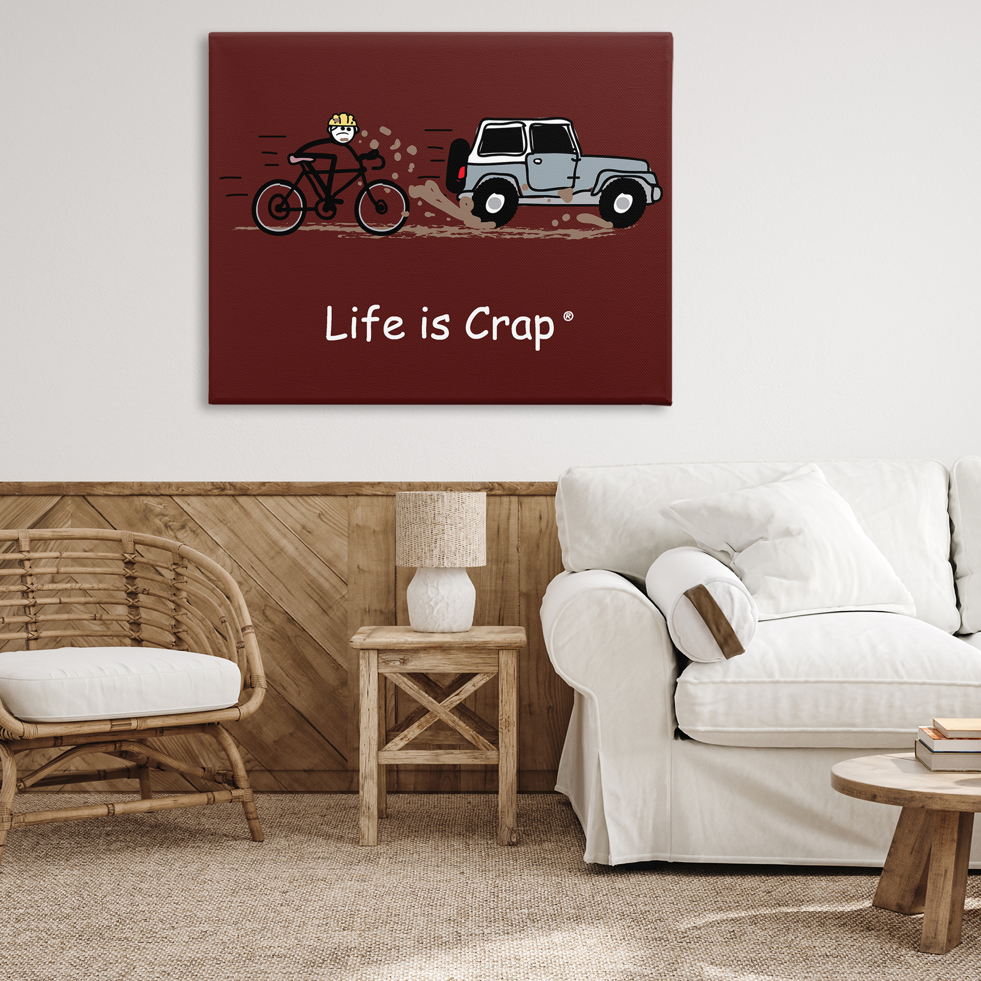 Stupell Industries Muddy Road Biker Novelty & Humor Painting Wrapped Canvas Art Print Wall Art, 48 x 36