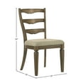 thumbnail image 4 of Set of 4 Fabric & Weathered Finish Side Chair, Modern Farmhouse Kitchen Dining Room Chair, Solid Wood Fabric Upholstered Seat Wood Ladder Back Chairs (Brown), 4 of 11