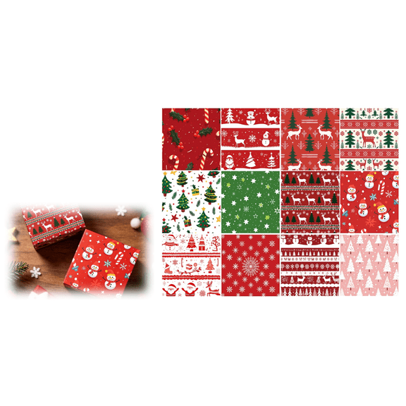 Christmas Scrapbook Paper Double Sided Red and White Xmas Pattern Craft Sheets for Card Making Scrapbook Supplies 12 Sheets