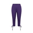 thumbnail image 5 of Cethrio Girls Capri Leggings, Elastic Waist Dance Stretch Athletic Summer Pants Purple Size 10-11 T, 5 of 8