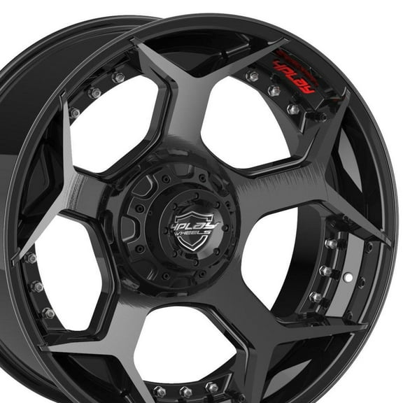 22x12 4PLAY Wheel for Ram Dodge Jeep GM Ford 4P50 Brushed Black Rim