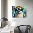 thumbnail image 4 of Orinice Penguin Flower Crown Fine Art Aesthetic Poster & Print Wall Painting for Home Decor, Canvas Wall Art Living Room Bedroom Office Wall Decor 16x12in, 4 of 6