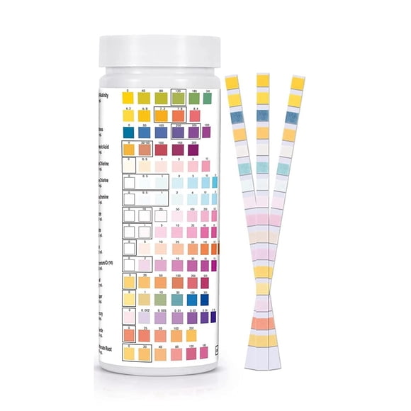 Multi-Parameter Water Quality Test Strips (100-Pack) - 39 Testable Items Including Nitrate, Nitrite, pH, Residual Chlorine, Hardness, Total Alkali | PET Material, 30s Fast Testing | Ideal for
