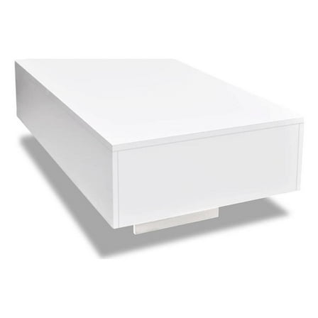 Pemberly Row Modern Rectangular Coffee Table in High Gloss White