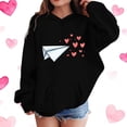 thumbnail image 2 of Kids Valentine Hoodies Long Sleeve Festival Print Pullover Tops Holiday Casual Loose Hooded Sweatshirts With Pocket (13-14 Years, Black-A), 2 of 5