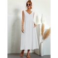 thumbnail image 3 of Womens Maxi Dress 2025 Sleeveless Summer Dresses V Neck Casual Tiered Sundresses with Pockets White M, 3 of 5