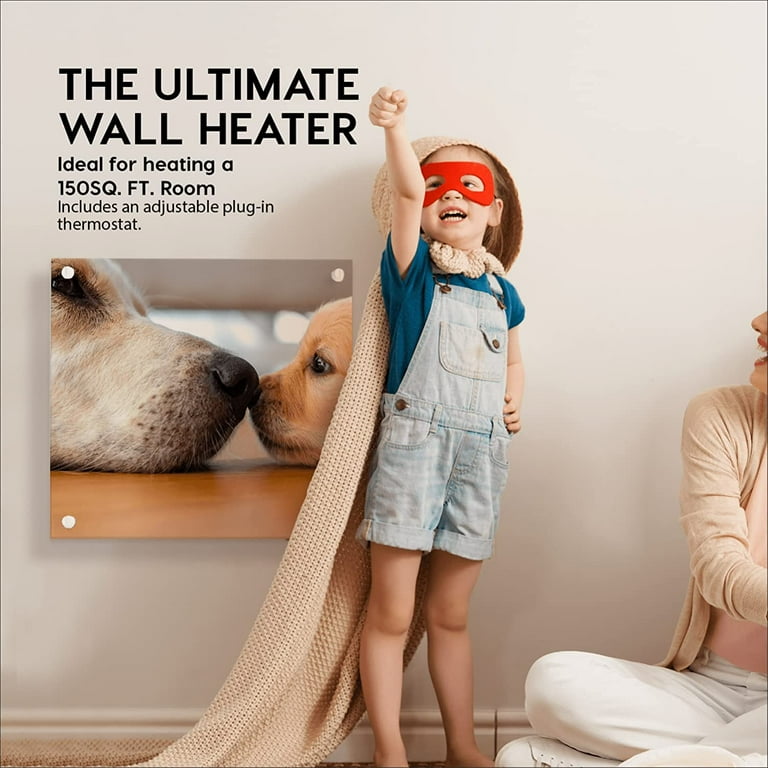 EconoHome Wall Mount Space Heater Panel 2023 Model - with Thermostat - 400  Watt Convection Heater - Ideal for 120 Sq Ft Room - 120V Electric Heater -  Overheat Protection (Puppy) - Walmart.com