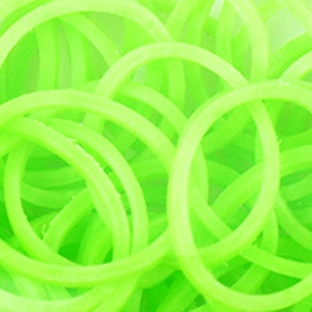 Loom Bands with Clasps, 100 Bands and 10 Clasps, Glow In The Dark Green
