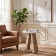 thumbnail image 5 of Fnova 19.68‑Inch Round Side End Table, Angled Multi‑Plank Wooden Base Side Table, for Living Room, Bedroom, 5 of 15