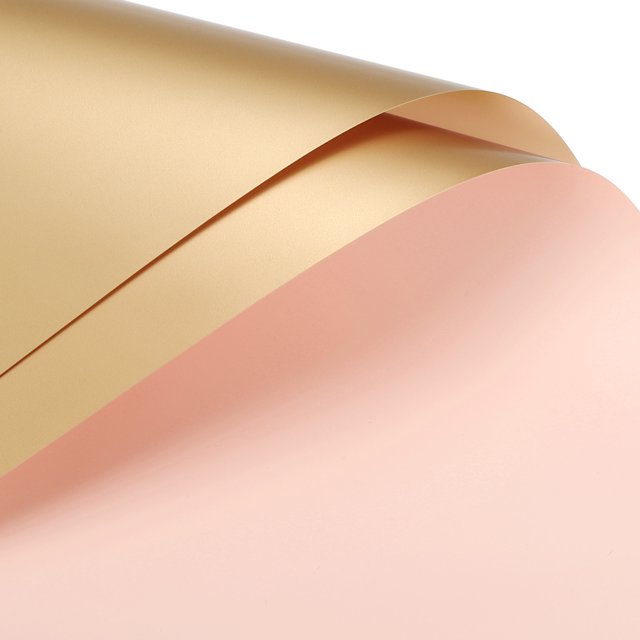 Unique Bargains Double Sided Color Flower Wrapping Paper Light Pink+Gold 22.8'x22.8' Waterproof 20 Pack