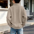 thumbnail image 4 of mgoYE Boys Quarter Zip Pullover Long Sleeve Corduroy Shirts Oversized Sweatshirts Kids Preppy Clothes Teens Hoodie 4-15T(Khaki,13-14 Years), 4 of 6