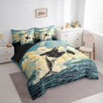 thumbnail image 2 of spefrowx Vintage Landscape Orca Queen Bedding for Kids, Snow Mountain Ocean Bedding Comforter Set Queen, Black Reversible, 7pcs, 2 of 6