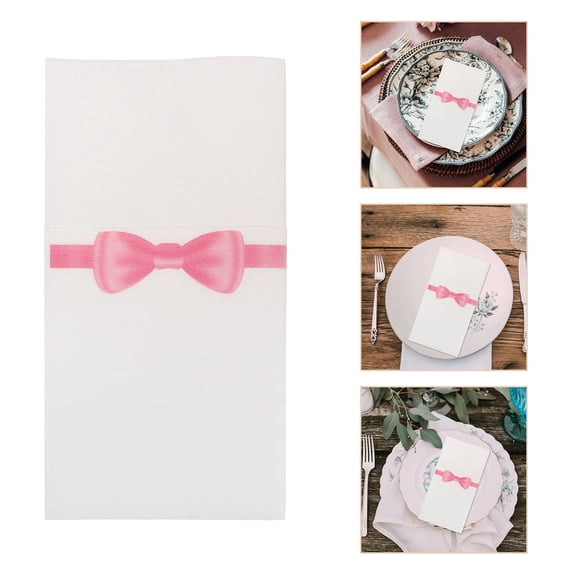 BESTYASH 50pcs Bow Napkins Paper Decorative Pink Durable for Hotel Dining Table