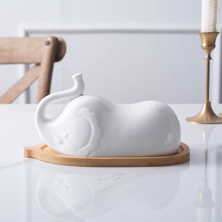 WRITWAA Decorative Butter Dish with Lid Elephant Shape Food Serving Tableware for Celebrations 1Pack