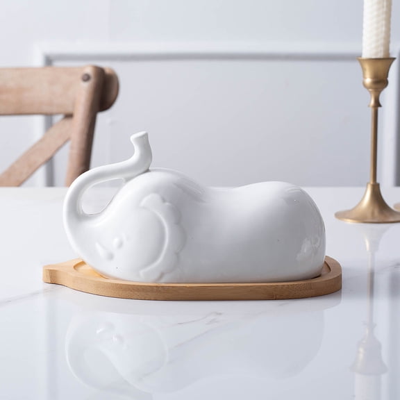 WRITWAA Decorative Butter Dish with Lid Elephant Shape Food Serving Tableware for Celebrations 1Pack