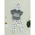 thumbnail image 2 of Newborn Baby Boy Girl Farm Outfit New to the Farm Romper Animal Chicken Cow Horse Print Long Pants with Hat 3Pcs Country Clothes Set, 2 of 7