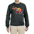 thumbnail image 2 of Wild Bobby, Colorful Walking Good Luck Elephant Animal Lover Unisex Crewneck Graphic Sweatshirt, Heather Black, 3XL, 2 of 3
