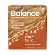 Balance Bar® Peanut Butter, 1.76 Ounce Bars, 6 Count, Peanut Butter Nutrition Bar, Gluten Free, Low Glycemic Index, 15g Protein