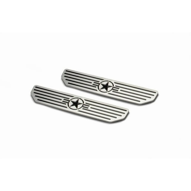 DV8 Offroad Protecteur de Rebord de Porte D-JL-180014-ST4 Rainuré; Argent/noir; Aluminium Billet; avec Étoile et Logo depuis 1941; 2 Pcs