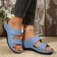 thumbnail image 4 of Dakaela Orthopedic Wedges Sandals for Women Arch Support Open Toe Platform Slip on Slides Summer Dressy Casual Walking Shoes with Hook and Loop Size 6-10 Sky Blue, 4 of 8