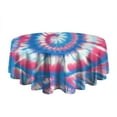 thumbnail image 5 of Colorful Tie Dye Pattern Round Tablecloth 60"x60",Wrinkle Wipeable Table Cloth for Kitchen Dining Room Picnic Patio Party, 5 of 6
