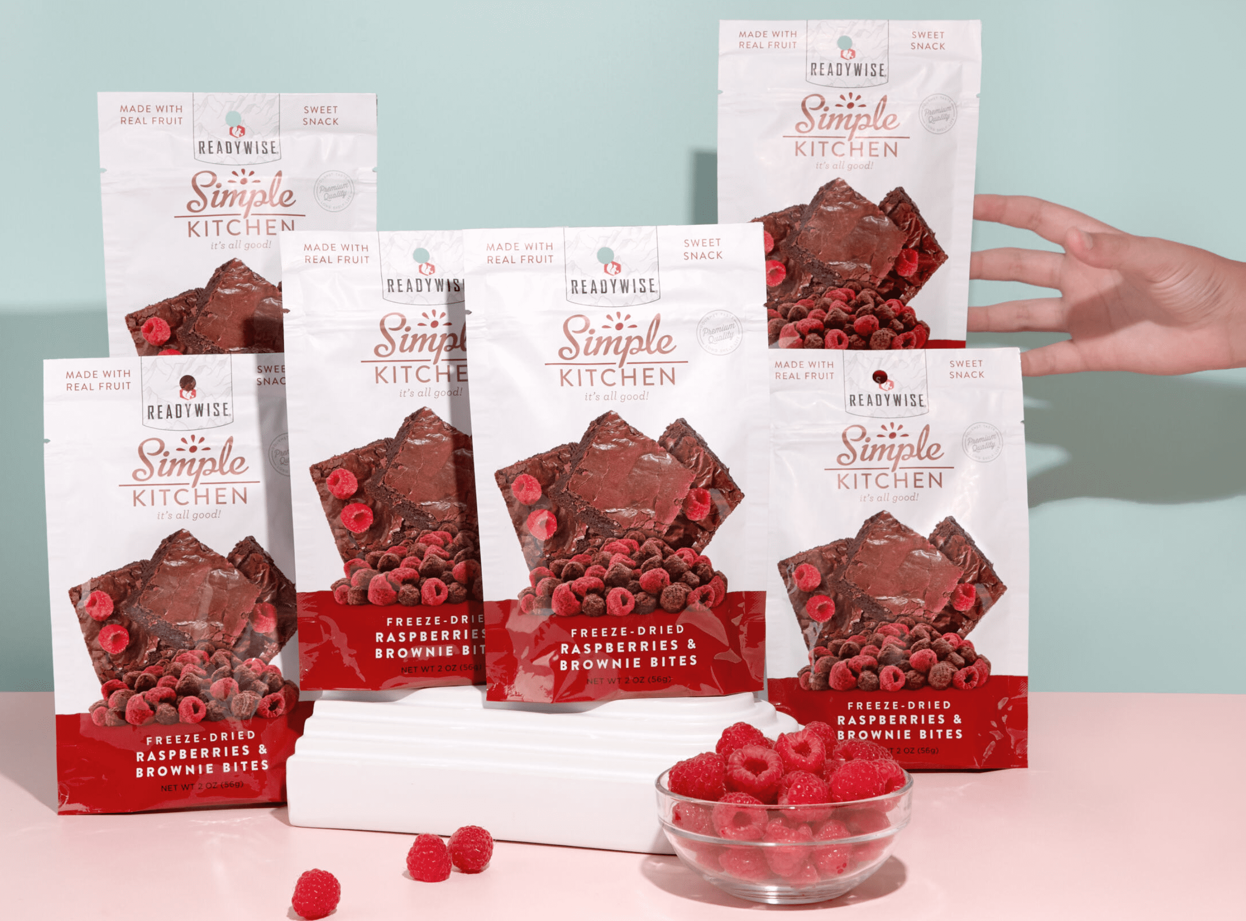 ReadyWise Raspberry Chocolate Bites, Freeze-Dried Fruit with Antioxidants, 2 oz, 6-Pack
