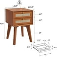 thumbnail image 5 of OKD Modern Wood Nightstand with Rattan 2 Drawers,Cherry, 5 of 8