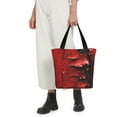 thumbnail image 5 of Salouo Abstract Red Textured Canvas for Shoppers Tote for Women Foldable Handbags with Big Capacity Casual One-Shoulder Shopping Bag Hobo Bags Fit for Office/Shopping/Park, 5 of 6