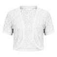 thumbnail image 3 of Weikingp Women Lace Sheer Mesh Cardigan Cropped Casual Elegant Party Club Summer Cardigans Going Out Outwear Cover Up for Dresses White 2XL, 3 of 8