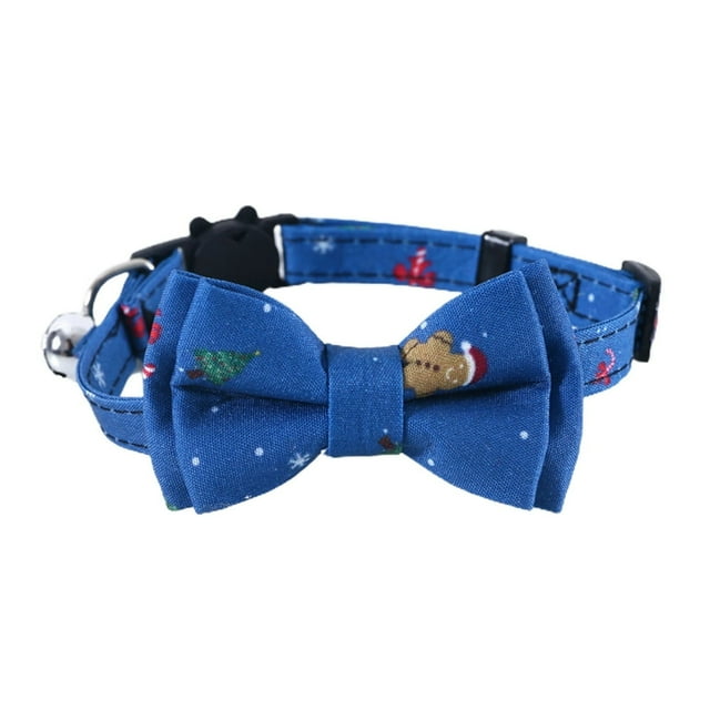 CNKOO Xmas Pet Collar Super Soft Exquisite Pattern Quick Release Adjustable Washable Dress Up Cotton Polyester Snowflake Elk Printed Pet Collar with Mini Bell Pet Supplies