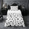 thumbnail image 2 of Erosebridal Gothic Skull Ghost Twin Sheets 3pcs,Halloween Theme Bedding,White Black Grey,1 Flat Sheet, 1 Fitted Sheet and 1 Pillowcase, 2 of 6