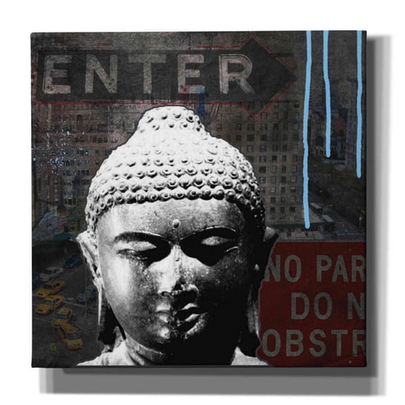 Epic Graffiti 'Urban Buddha IV' by Linda Woods, Canvas Wall Art, 37"x37"