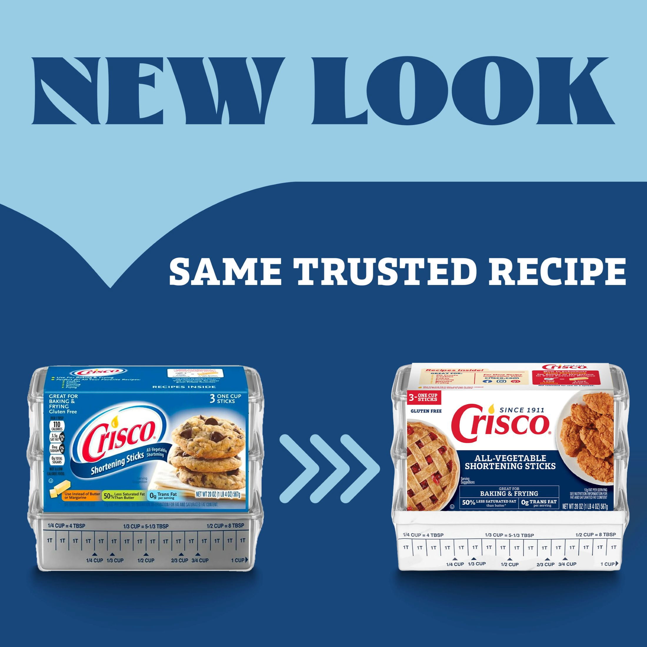 (3 pack) ​​​​Crisco All-Vegetable Shortening Baking Sticks, Gluten Free Shortening, 20 oz​​​