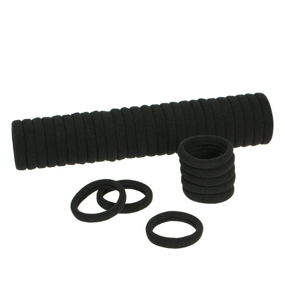 50p Pcs Black Thick Seamless No Slip Hair Bands Elastic Ties Soft Ponytail Holders for Women Girls