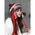 thumbnail image 2 of Sombrero de bombardero de Invierno para mujer, gorro cálido de piel sintética para esquí, tejido de retales, con orejeras, para Navidad y al aire libre, 2 of 4