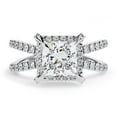 thumbnail image 2 of AFFY Split Shank Halo Engagement Ring for Women Center 7MM Princess and Round Lab Created Moissanite Wedding Promise Rings Jewelry Gift for Her In 10K Solid White Gold Size 4.5, 2 of 6